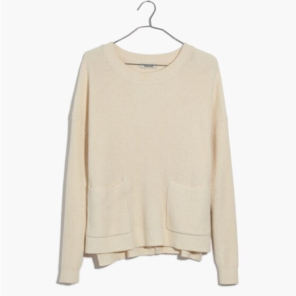 Madewell Patch Pocket Pullover Sweater in Bright Ivory XXS